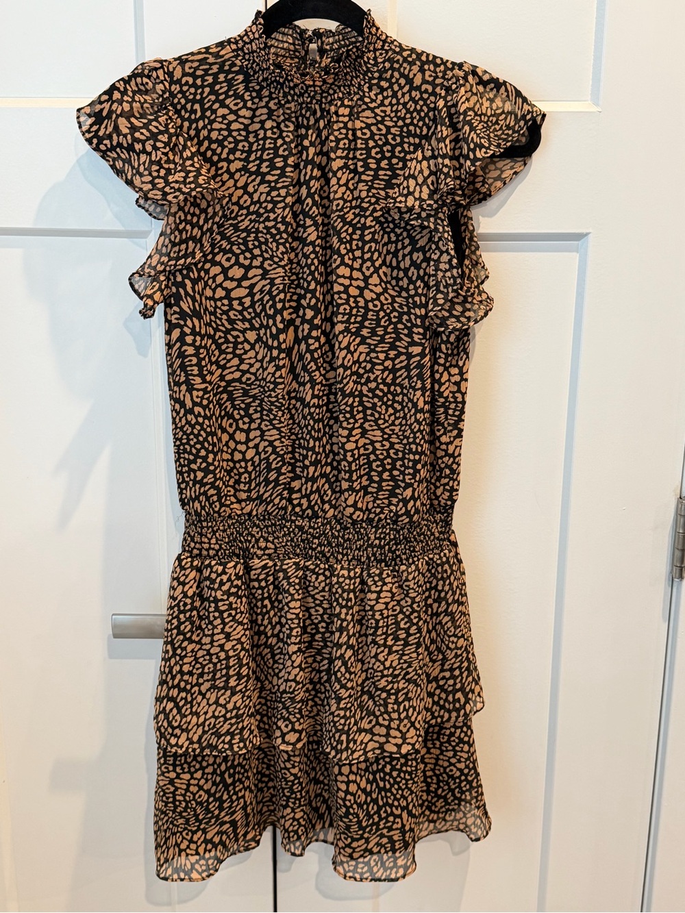 1. State Black and Tan Ruffle Tiered Mini Dress